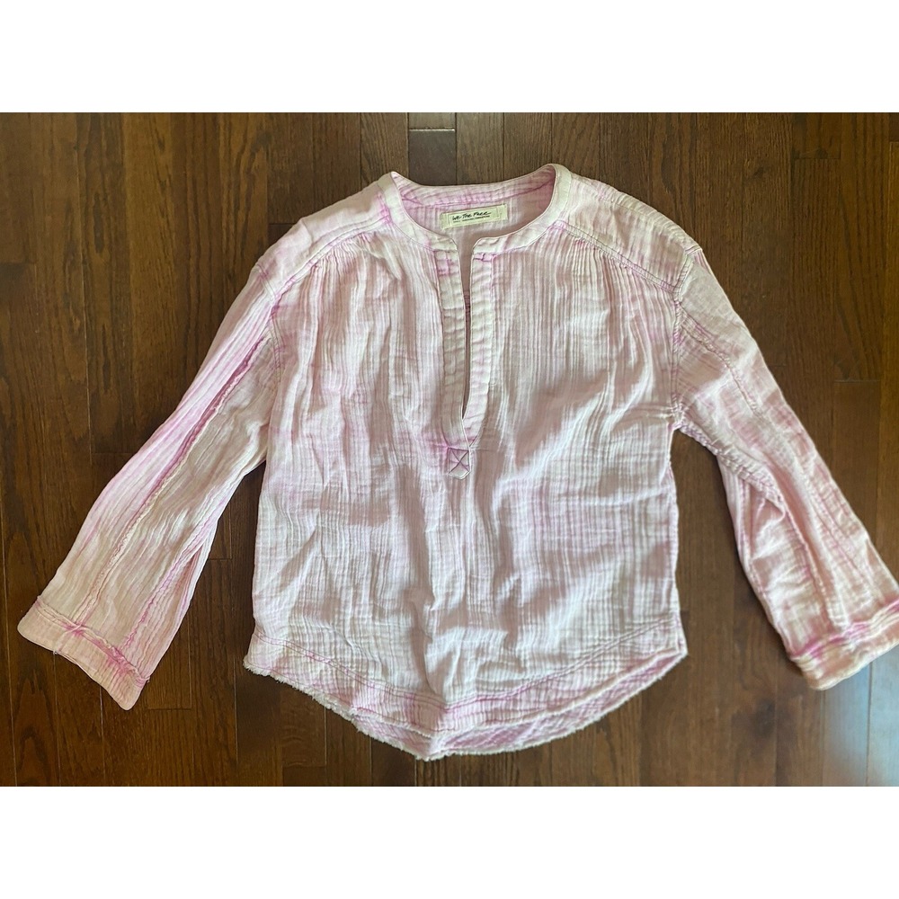 Free‎ People We The Free Pink Cotton Gauze Long Sleeve Tunic Top S Boho